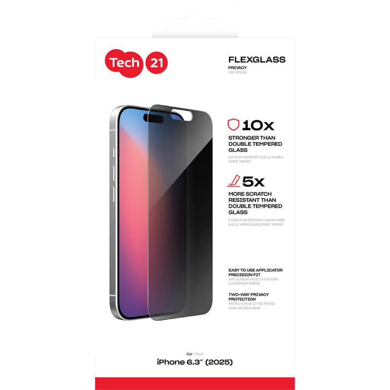 Tech21 FlexGlass Tempered Glass, Privacy Smartphone Screen Protector for iPhone 17 — view 2