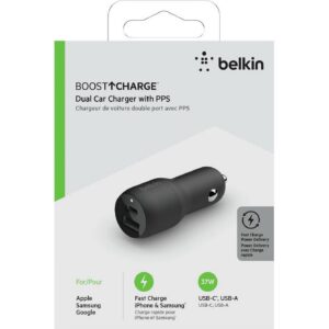 Belkin BoostCharge 37W USB-C PD + USB-A Car Charger