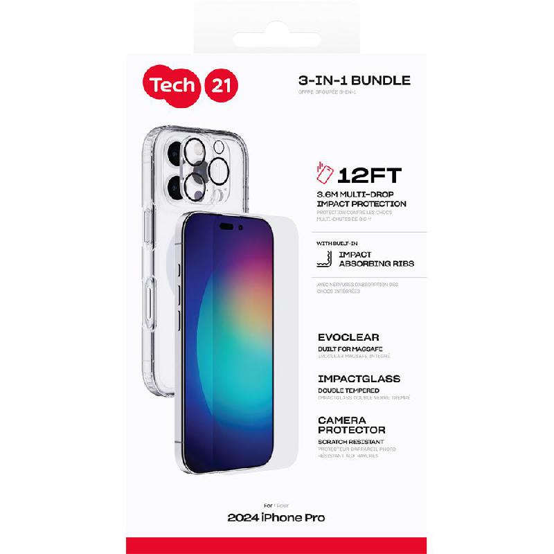 Tech21 3-in-1 MagSafe Bundle Evo Clear MagSafe Case + Impact Glass Screen Protector + Camera Lens Protector Smartphone Case Bundle — view 3