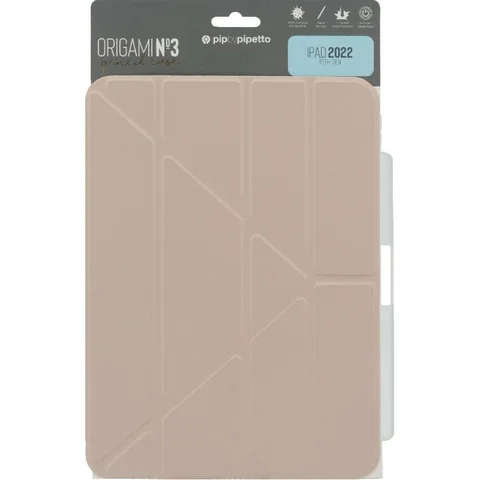 PIPETTO Origami Pencil Folio Tablet Case Metallic Pink for iPad A16/iPad 10.9 10th Gen