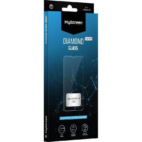 MyScreenPROTECTOR DIAMOND GLASS edge Lite Full Glue, Black Smartphone Screen Protector for Motorola moto G05