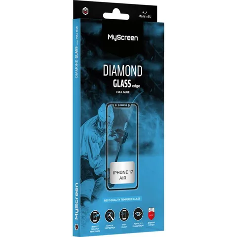 MyScreenPROTECTOR DIAMOND GLASS edge Full Glue, Black Smartphone Screen Protector for iPhone Air