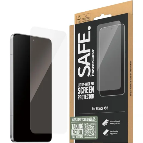 PanzerGlass SAFE Tempered Glass, Edge-to-Edge, Black Case Friendly Smartphone Screen Protector for Honor X9d 5G