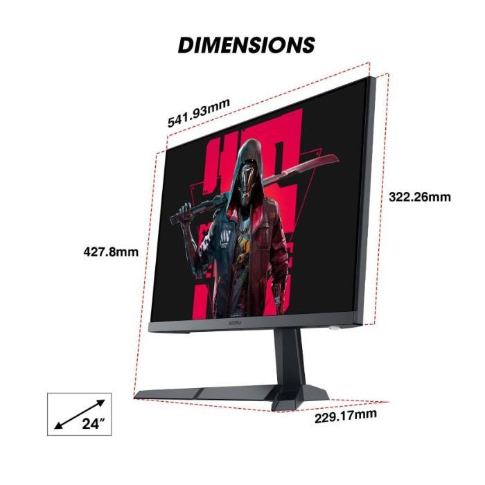Koorui Gaming Monitor 24 inch IPS, Full HD1920 x 1080, Display 165Hz, HDMI, Adaptive Sync, Ultra Slim Frame, DisplayPort, Black – 24E3 — view 2