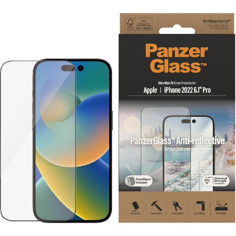 PanzerGlass Ultra-Wide Fit Tempered Glass, Anti-reflective Smartphone Screen Protector for iPhone 14 Pro — view 2
