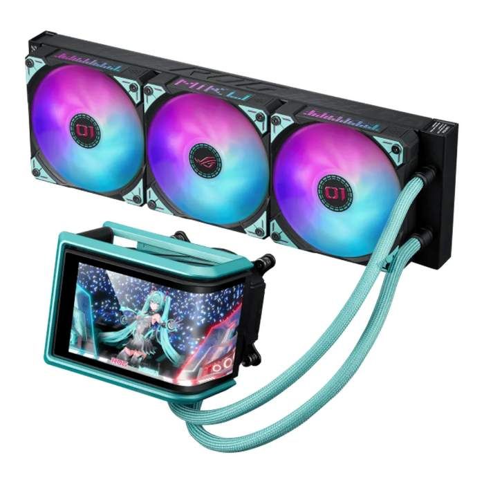 Asus ROG RYUO IV 360 ARGB Hatsune Miku Edition Liquid Cooler, Black, Hatsune Miku's Signature, 90RC01P1-B0EAY0 — view 3