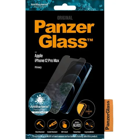 PanzerGlass Privacy Tempered Glass, Standard Fit Smartphone Screen Protector for iPhone 12 Pro Max