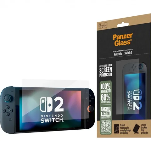 PanzerGlass Rounded Edges, Crystal Clear, Anti Blue Light Gaming Handheld Screen Protector for Nintendo Switch 2
