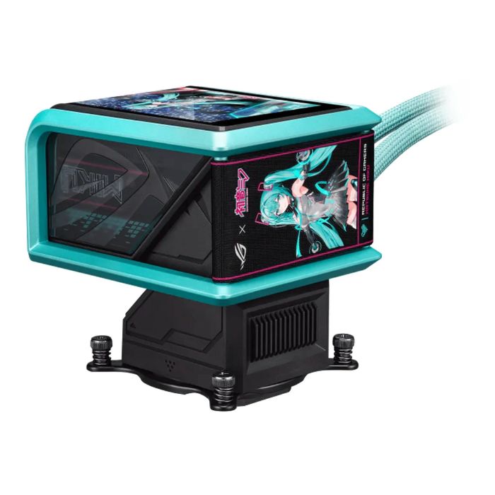 Asus ROG RYUO IV 360 ARGB Hatsune Miku Edition Liquid Cooler, Black, Hatsune Miku's Signature, 90RC01P1-B0EAY0 — view 4