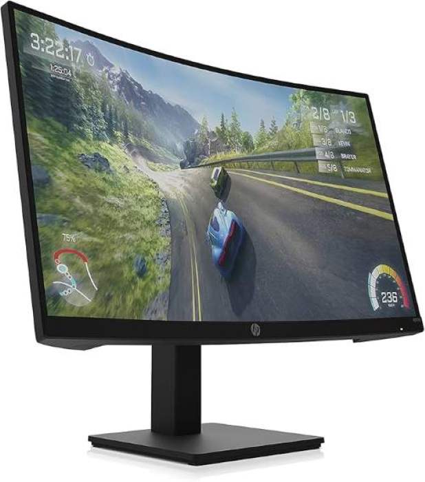 HP X27c Curved Gaming Monitor, 27 Inch FHD, 1500R VA Display, 165Hz Refresh Rate, 1ms MPRT Response Time, 8 bit Color, Adjustable Hight, DP, HDMI, 3.5 mm Audio, Black - 32G13AS — view 3