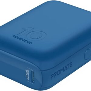 Promate USB-C Power Bank, World’s Smallest 10000mAh Portable Charger with 20W USB-C Power Delivery Input/Output Port - Acme-PD20.Blue (UAE Delivery Only)