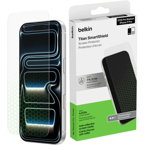 Belkin SmartShield Scratch-resistant Glass, Anti-reflective Clarity Over 95% Smartphone Screen Protector for iPhone 18 Pro