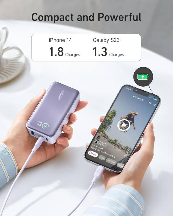 Anker Power Bank, 533, Power IQ 3.0 Portable Charger With PowerCore 30W Max Output, 10,000mAh Battery Pack, Black - AN.A1256H11.BK (UAE Delivery Only) — view 2