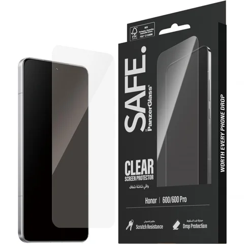 PanzerGlass SAFE Tempered Glass, Edge-to-Edge, Black Case Friendly Smartphone Screen Protector for Honor 600/600 Pro
