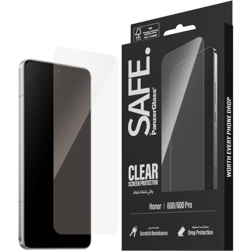 PanzerGlass SAFE Tempered Glass, Edge-to-Edge, Black Case Friendly Smartphone Screen Protector for Honor 600/600 Pro