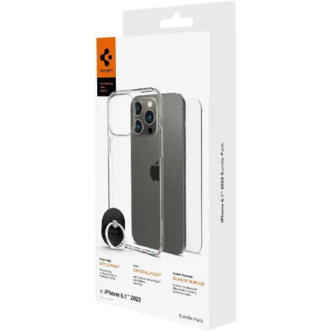 Spigen Crystal Flex Case + tR Slim HD Screen Protector + Style Ring Smartphone Case Bundle
