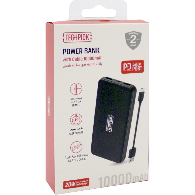 Techpick Power Bank Power Bank Charger PD Fast Charging 10000 mAh 3 USB (2X USB/1X USB-C) — view 4
