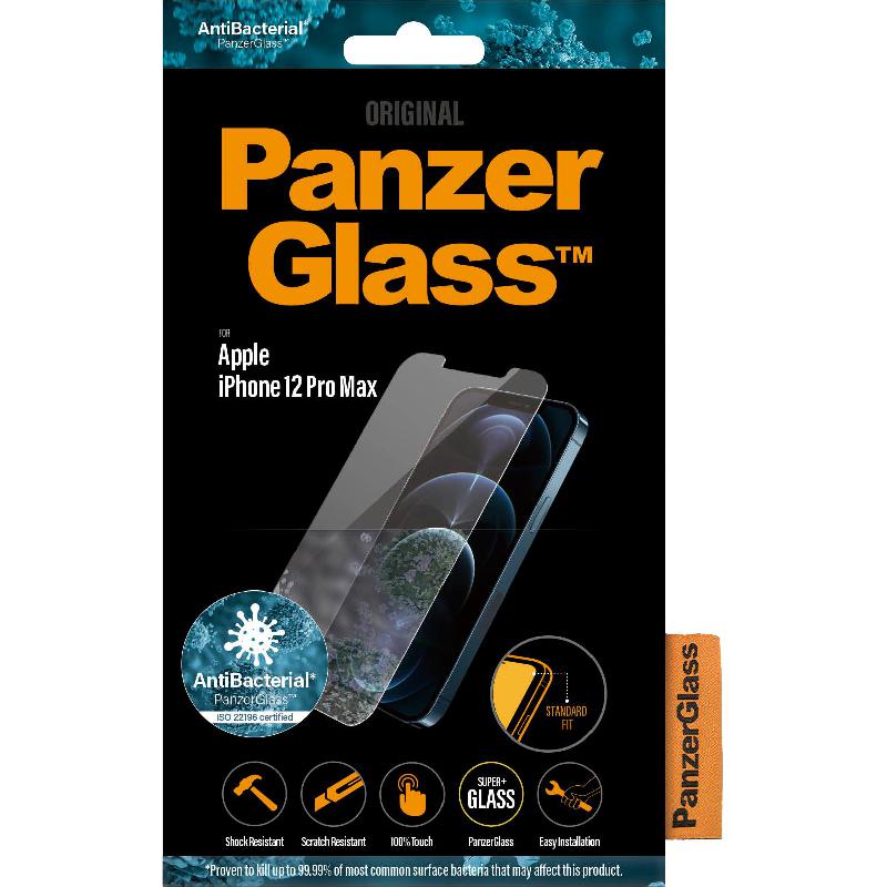 PanzerGlass Tempered Glass, Standard Fit, Clear Case Friendly Smartphone Screen Protector for iPhone 12 Pro Max