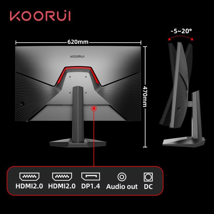 Koorui 27inch VA FHD Gaming Monitor, HDMI 240HZ, 1ms, Black - GN02 — view 4