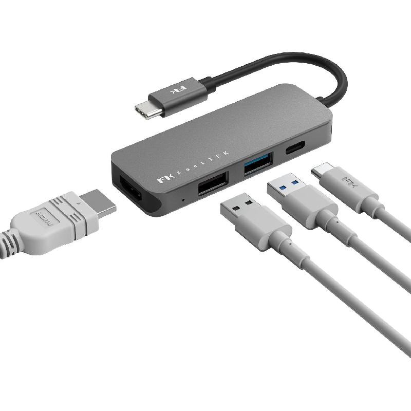 FeelTek 4-in-1 USB-C Hub Multi-port Station 4 Port (HDMI/USB 2.0/USB 3.0/USB-C (PD)) — view 4
