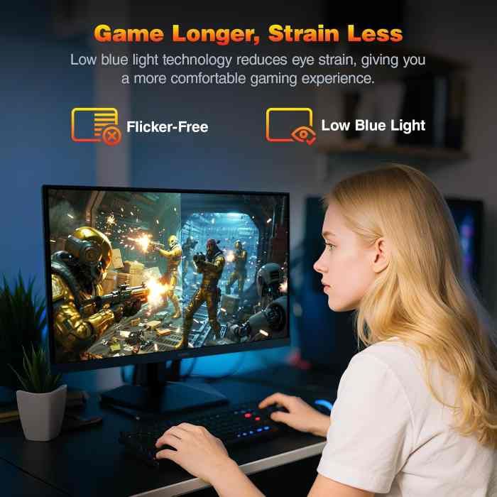 Koorui Gaming Monitor 25 inch VA, Full HD 1920 x 1080, 170Hz, HDMI, 1ms, FreeSync & G-Sync Compatible, DisplayPort, Black – 25E3A — view 3