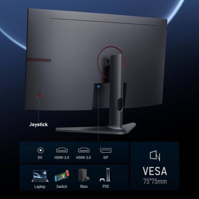 Koorui 32inch Gaming Curved Monitor, VA QHD 2560 x 1440, 170Hz 1ms, Black - 32E6QC — view 2