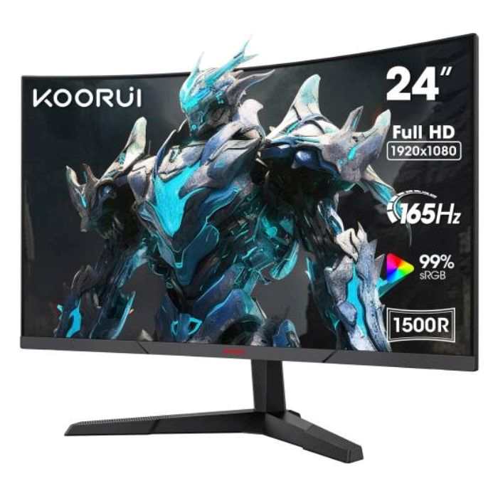 Koorui 24inch FHD 1080P Curved Gaming VA Monitor, 165Hz Refresh Rate, 1MS, Adaptive Sync, HDMI X2 /DP, Black - 24E6CA