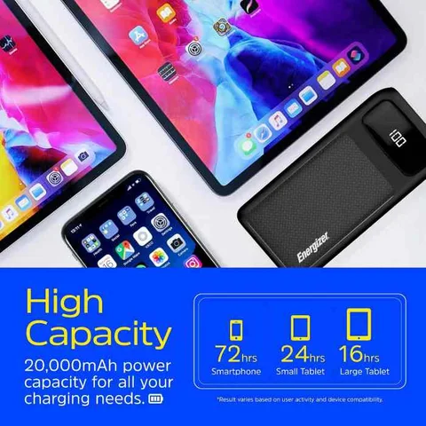 Energizer 20000 mAh Power Bank with 20W Power Delivery - Black