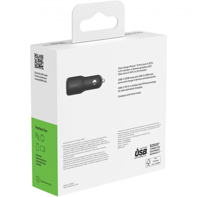 Belkin BoostCharge 30W USB-C PD + 12W USB-A Car Charger — view 3
