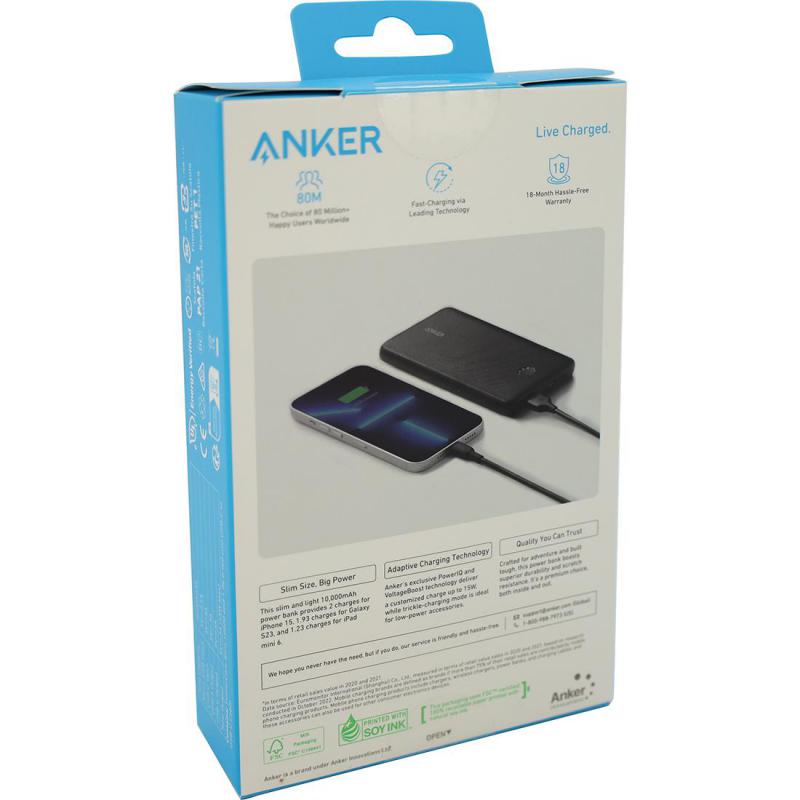 Anker PowerCore Slim Power Bank Charger Fast Battery Charging 10000 mAh 3 USB (1X USB/2X USB-C) — view 3