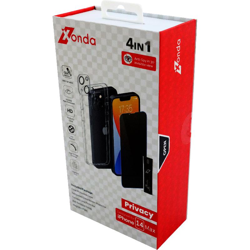 Xonda 4-in-1 Clear Case + Privacy Tempered Glass + Camera Lens + Anti-bacterial Spray Smartphone Case Bundle — view 2