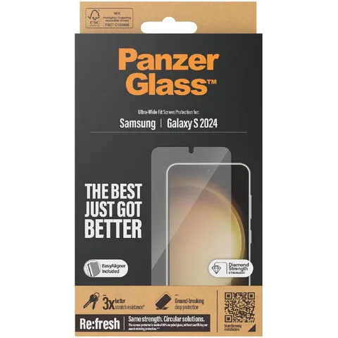 PanzerGlass Ultra-Wide Fit Tempered Glass Smartphone Screen Protector for Samsung Galaxy S24