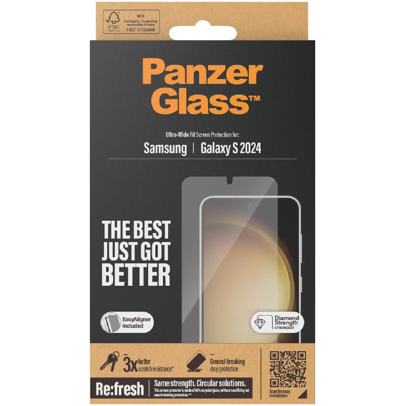 PanzerGlass Ultra-Wide Fit Tempered Glass Smartphone Screen Protector for Samsung Galaxy S24