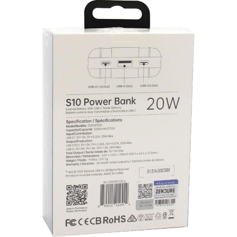 ZENDURE S10 Power Bank Charger 10000 mAh 3 USB (1X USB/2X USB-C) — view 3