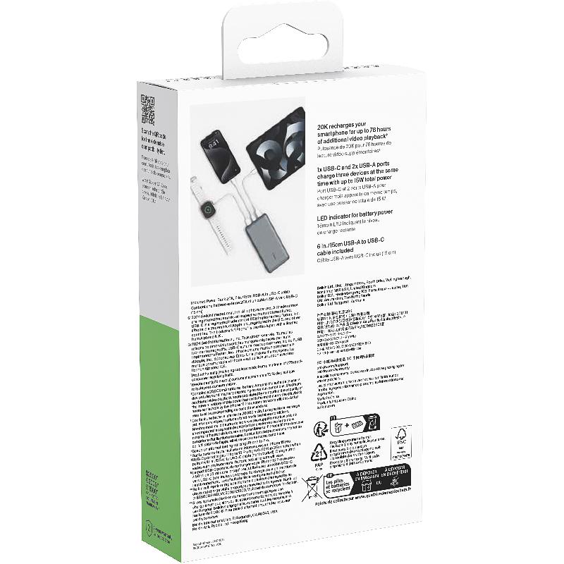 Belkin BoostCharge Power Bank Charger Fast Battery Charging 20000 mAh 3 USB (1X USB-C/2X USB) — view 3