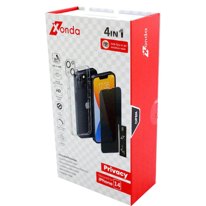Xonda 4-in-1 Clear Case + Privacy Tempered Glass + Camera Lens + Anti-bacteria Spray Smartphone Case Bundle — view 2