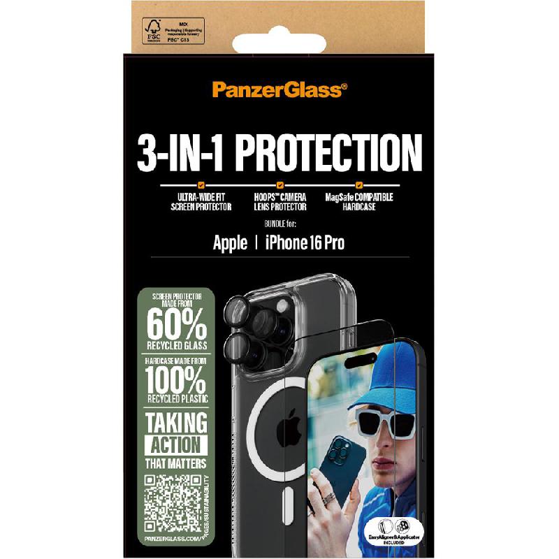 PanzerGlass 3-in-1 Pack Hard MagSafe Case + Ulta-Wide Fit Screen Protector + Hoops Camera Lens Protector Smartphone Case Bundle — view 2