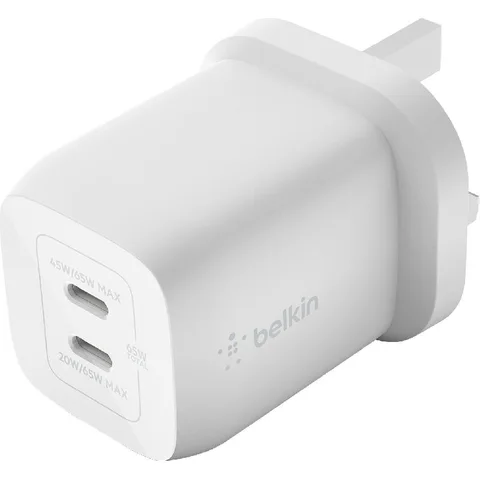 Belkin BoostCharge Pro Dual USB-C GaN Wall Charger with PPS 65W