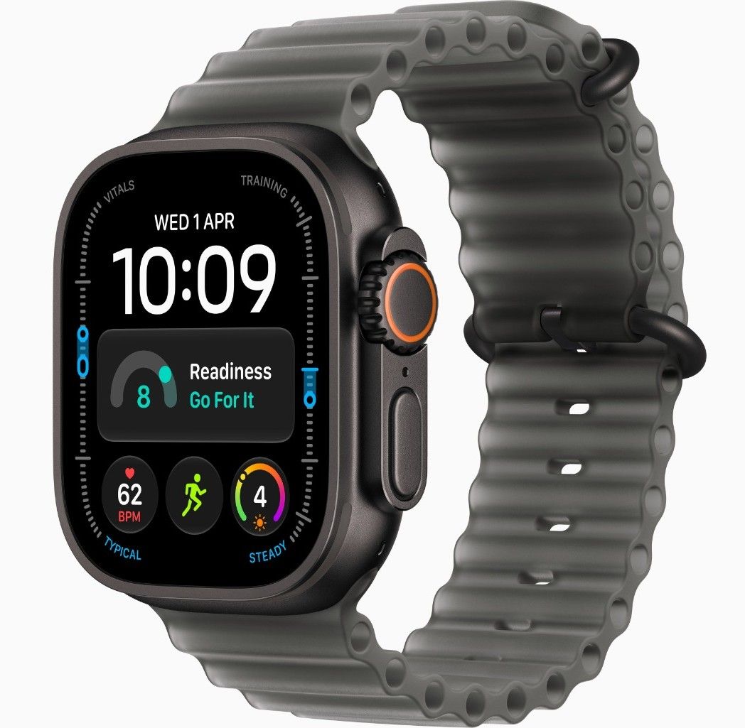 Apple Watch Ultra 4, GPS + Cellular, Black Titanium Case with Translucent Black Ocean Band