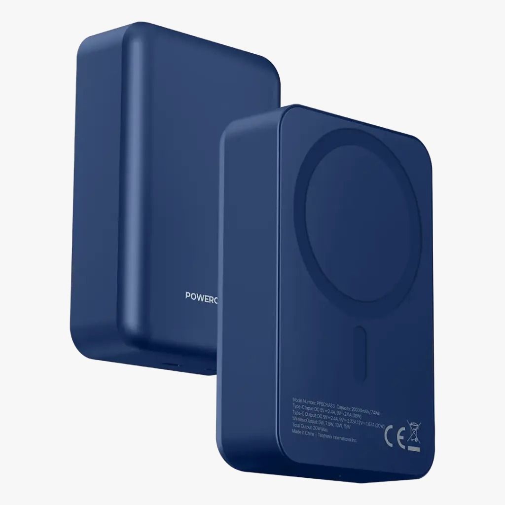Powerology Spetano, 20000mAh MagSafe Aluminum Power Bank- Blue