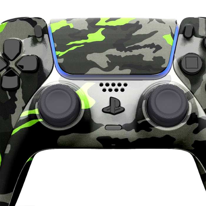 Customized Sony Dual Sense Gaming Controller For Ps5 & Ps5 Slim - Camouflage Neon Green New 2024 Design — view 5