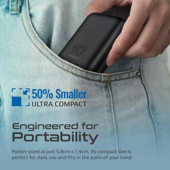 Promate USB-C Power Bank, World’s Smallest 10000mAh Portable Charger With 20W USB-C Power QC 3.0 22.5W Port & Over-Heating Protection Acme PD20, Black - ACME-PD20.BLACK (UAE Delivery Only) — view 5