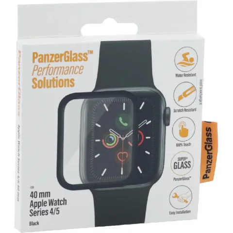 PanzerGlass Performance Solutions Super+ Glass, Black Smartwatch Screen Protector for Apple Watch SE 40 2nd Gen/Watch Series 6 40/Watch Series 5 40