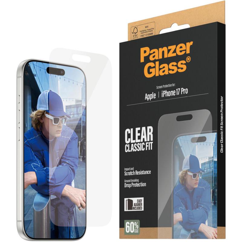 PanzerGlass Classic Fit Tempered Glass, Clear Smartphone Screen Protector for iPhone 17 Pro