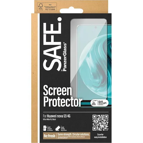 PanzerGlass SAFE Tempered Glass, Edge-to-Edge, Black Case Friendly Smartphone Screen Protector for HUAWEI nova 12i 4G