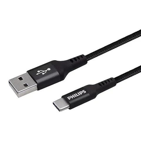 Philips USB-A to USB-C Braided Cable Black 2m - DLC5206A/00