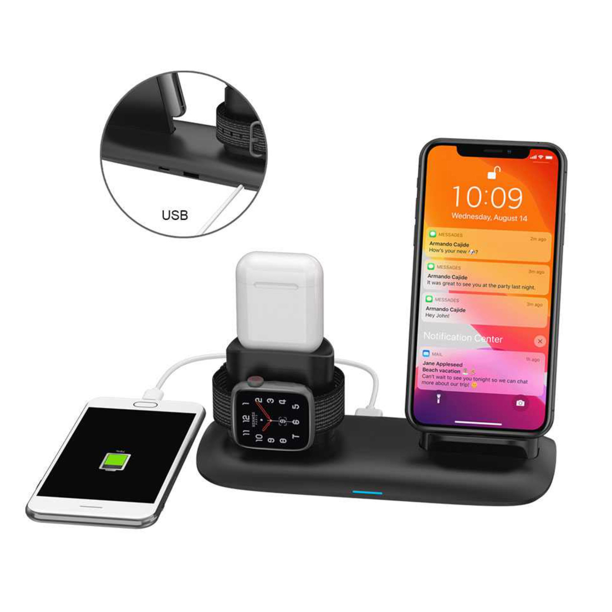 Porodo 4 in 1 Charging Dock, Black — view 4