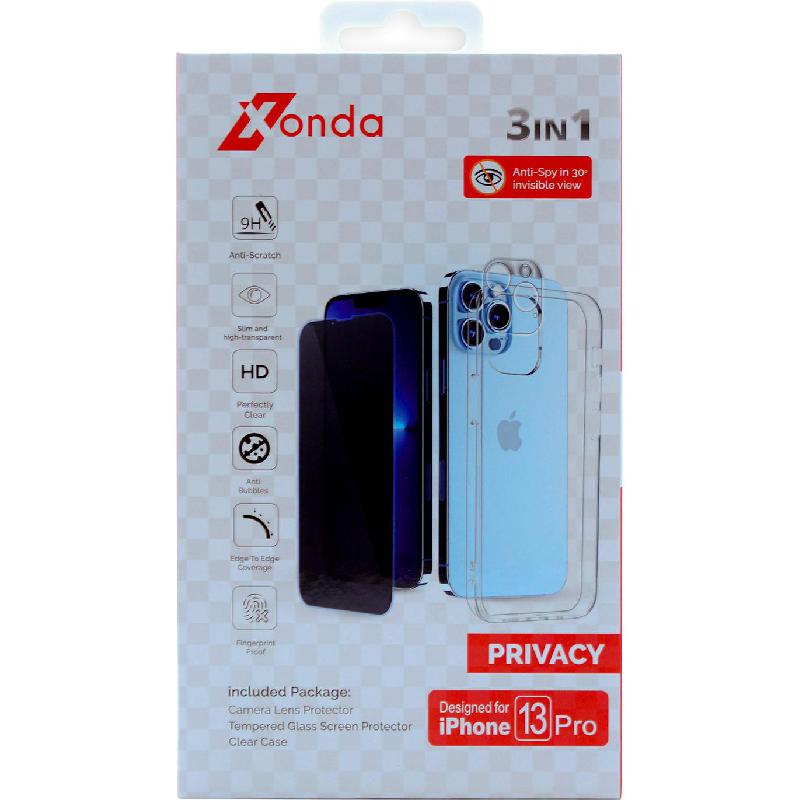 Xonda 3-in-1 Hard Case + Privacy Tempered Glass + Camera Lens Protector Smartphone Case Bundle — view 2