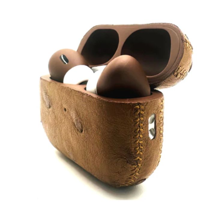 Customized Apple AirPods Pro 3 Leather Ostrich Brown — view 4