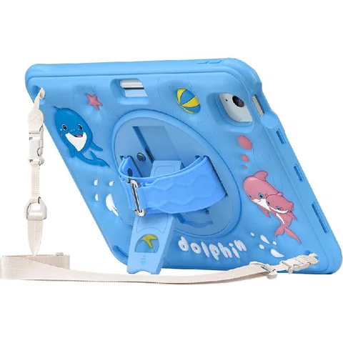Kadasic Cartoon Strap Back Cover Tablet Case for Kids Blue for iPad Air 11 M4/iPad Air 11 M3/iPad Air 11 M2/iPad Air 5th Gen